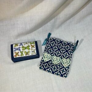 Brighton Garden Wings Butterfly Wallet with Blue Patterned Pouch